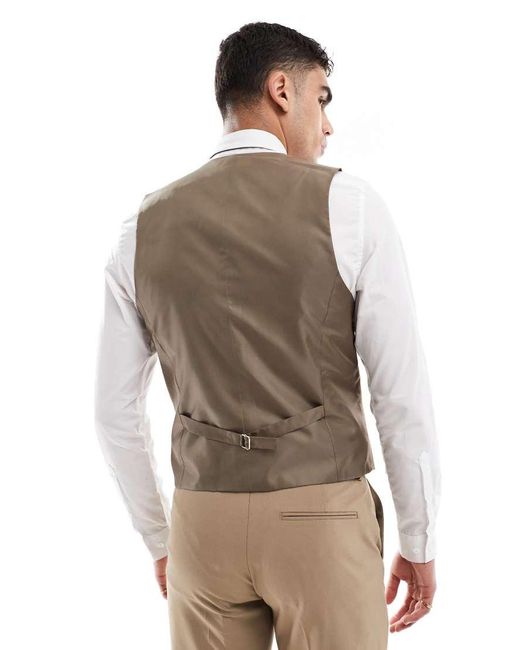 ASOS Natural Slim Suit Waistcoat for men