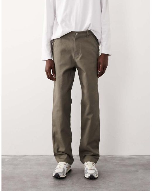 ASOS COLLECTIVE White Straight Fit Carpenter Trousers for men