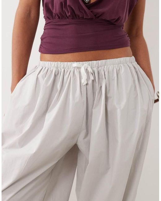 Lioness White Aura Pure Cotton Tie Waist Wide Leg Balloon Trousers