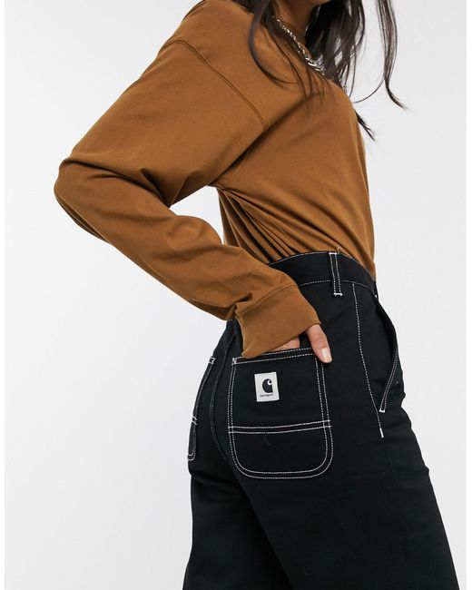 Carhartt WIP Jeans mit geradem Bein und Kontrastnahten in Schwarz Lyst AT