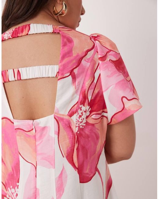 Forever New Pink Flutter Sleeve Midaxi Dress