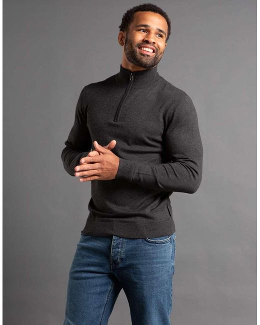 French Connection Gray 1/2 Zip Knitted Jumper for men