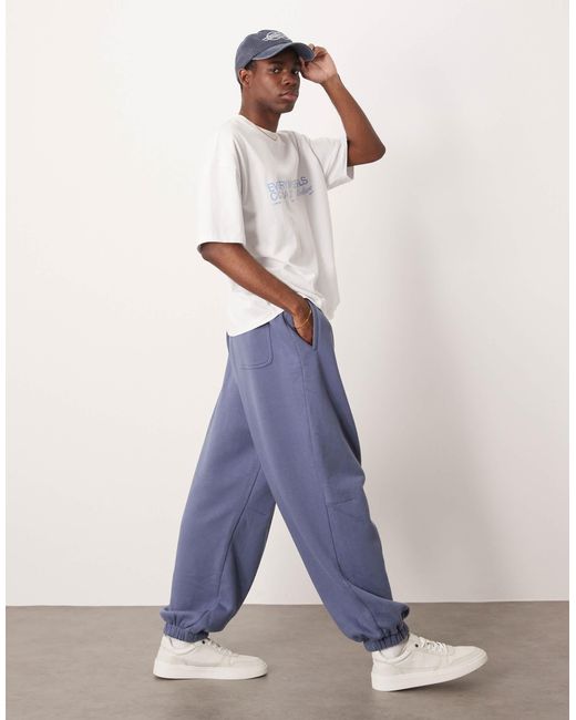 Cotton On Blue Super Baggy Cuffed Track Pant for men
