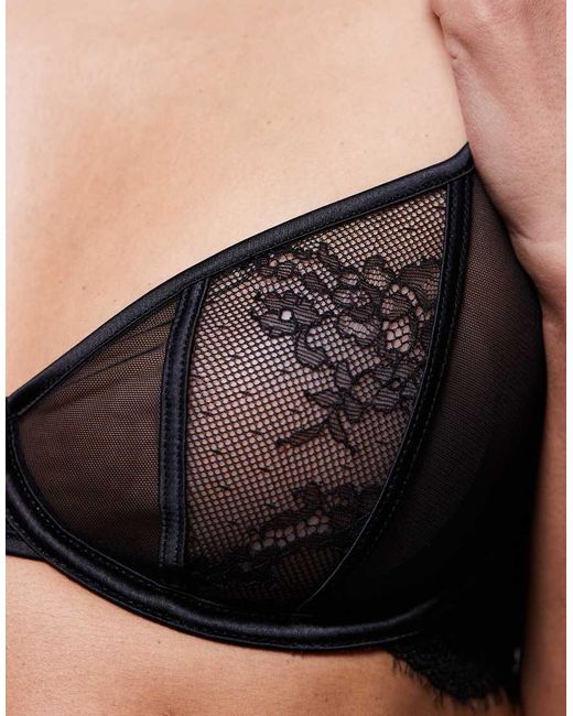 ASOS Black Amber Lace & Sheer Mesh Underwired Bra