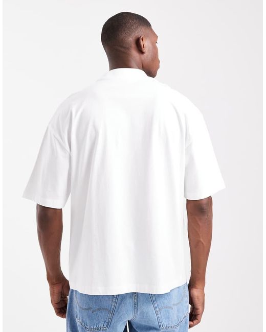 Camiseta Blanca Extragrande Básica Con Cuello Subido Essentials De ASOS de hombre de color White