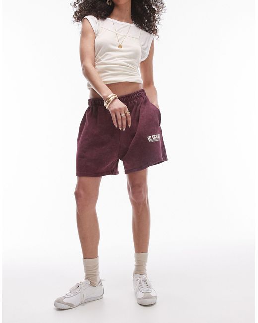 TOPSHOP Red Co Ord Graphic Le Sport jogger Short