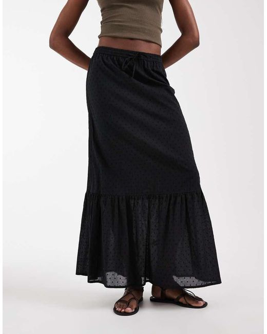 Vero Moda Black Dobby Texture Boho Maxi Skirt