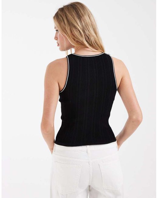 River Island Black Fine Knit Contrast Trim Vest