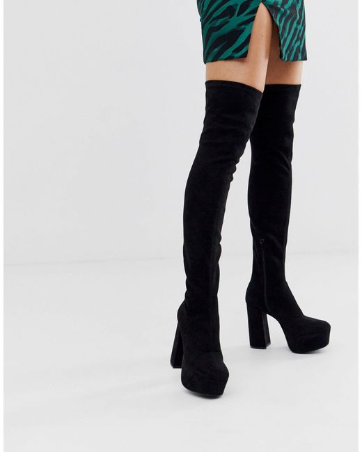 black platform knee high boots