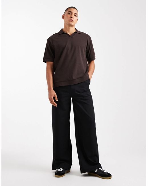 Collusion Black Tailored Relaxed Trousers for men