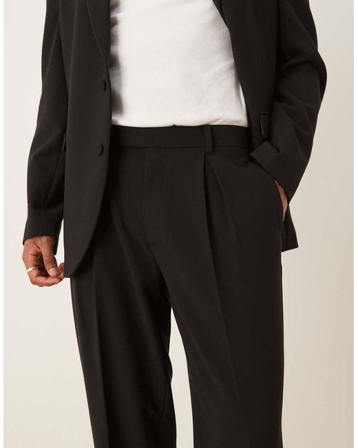 ASOS Black Oversized Tapered Suit Trousers for men