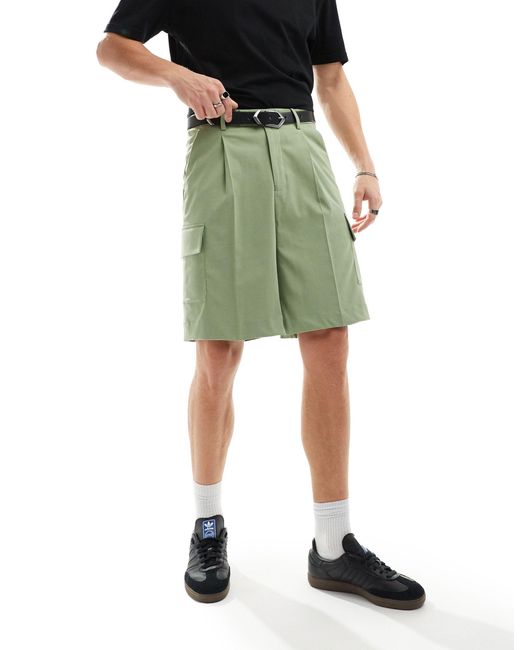 ASOS Green Smart Cargo Shorts for men