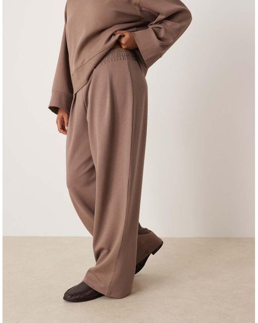 ASOS Brown Asos Design Curve Interlock Super Wide Leg Trouser