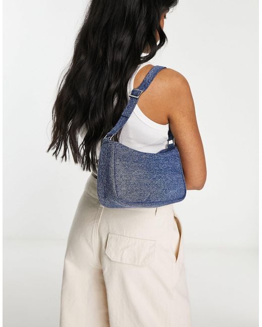 Monki Denim Schoudertas in het Blauw Lyst NL