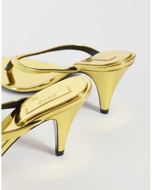 Mango Natural Starring Hailey Bieber Thong Heeled Sandal