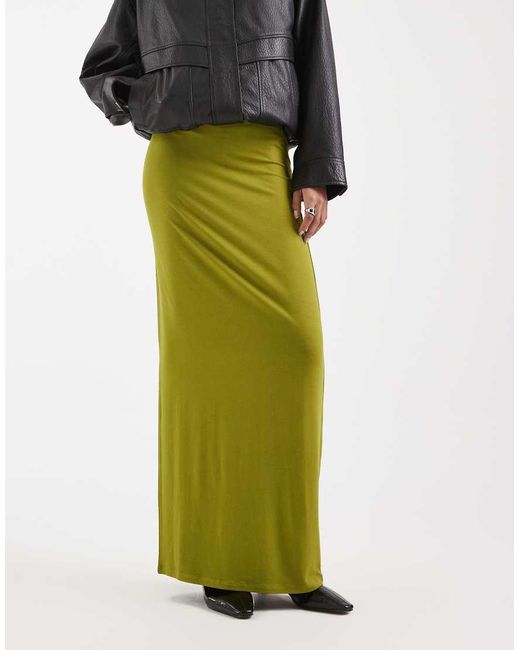 ASOS Green Jersey Column Maxi Skirt