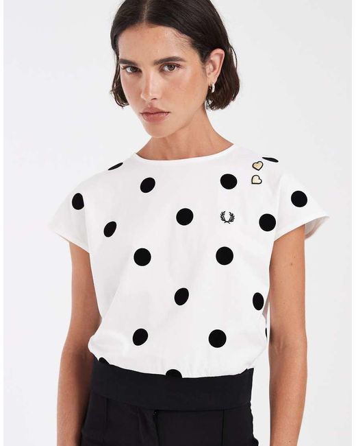 Fred Perry Natural X Amy Winehouse Flocked Polka Dot Top