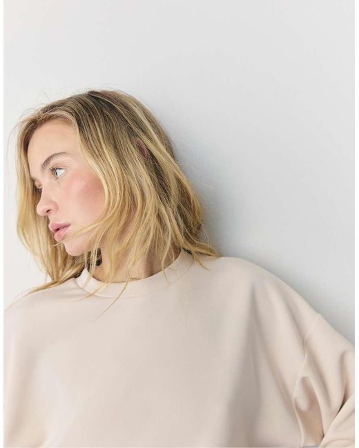 Stradivarius Natural Soft-Touch Batwing Sleeve Sweatshirt