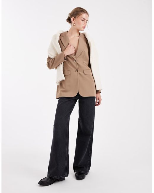 Miss Selfridge Brown Cinched Blazer