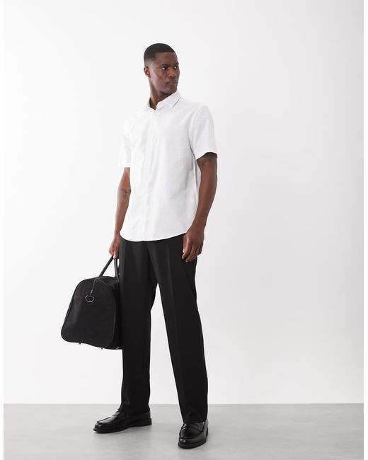 ASOS White Regular Fit Smart Linen Blend Shirt for men