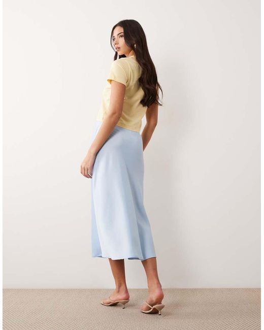 Y.A.S Blue Satin Midi Skirt