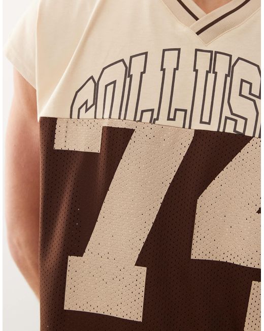 Collusion Brown Spliced Basketball Vest for men