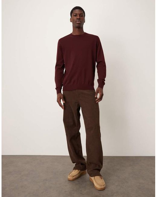 Mango Red Wool Round Neck Sweater for men