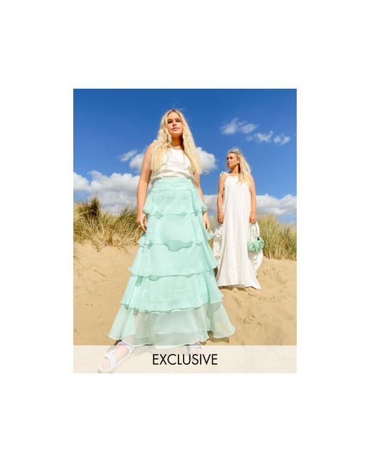 Labelrail X Olivia & Alice Maxi Skirt With Tiering-blue