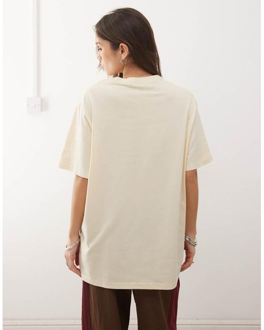 Monki Natural Oversized Floral Graphic T-shirt