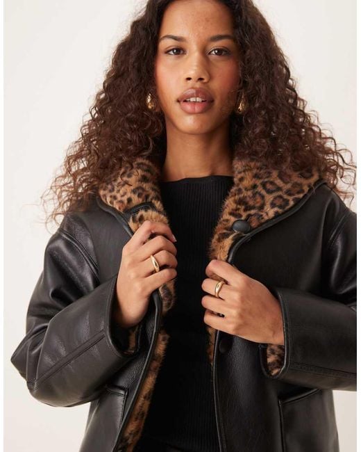 Mango Natural Reversible Leopard Faux Fur Jacket