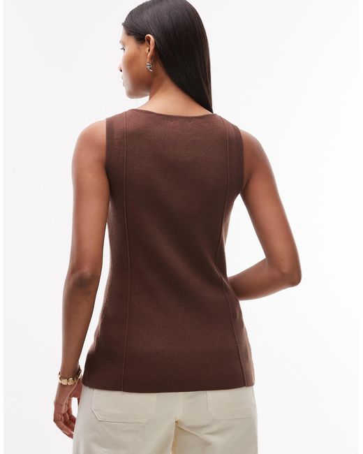 TOPSHOP Brown – longline-strickweste
