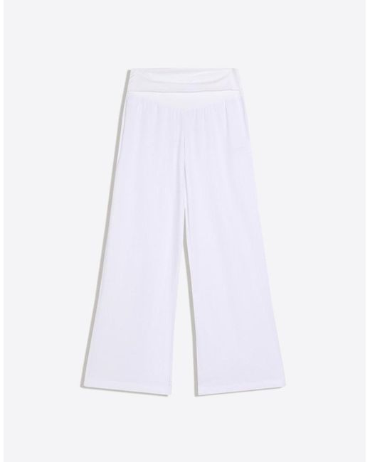 Bershka White Tall Turn-Up Waist Trousers