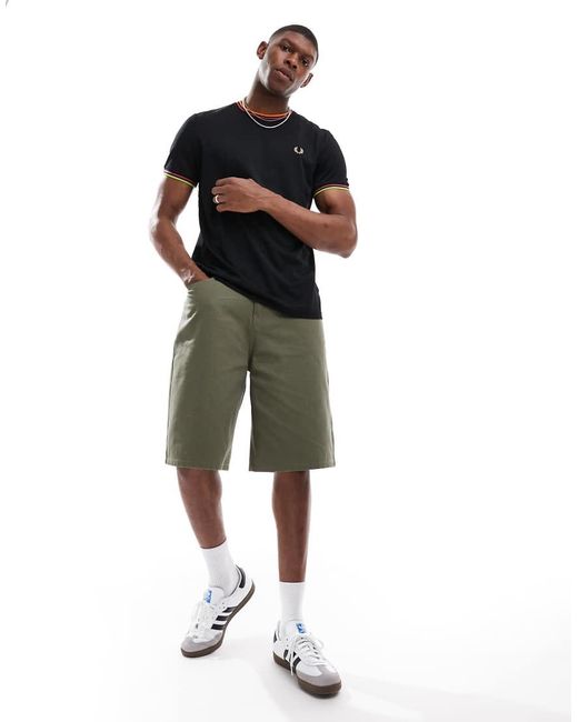 T-Shirt Tecnica Stile Tennis Nera Con Doppia Riga Sui Bordi di Fred Perry in Blue da Uomo
