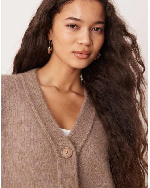 ASOS Natural Wool And Alpaca Boyfriend Cardigan