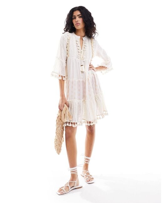 South Beach White Tiered Beach Cover-up