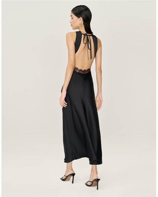 OMNES Blue Dresses Aurelia Satin And Lace Midi Dress With Open Back