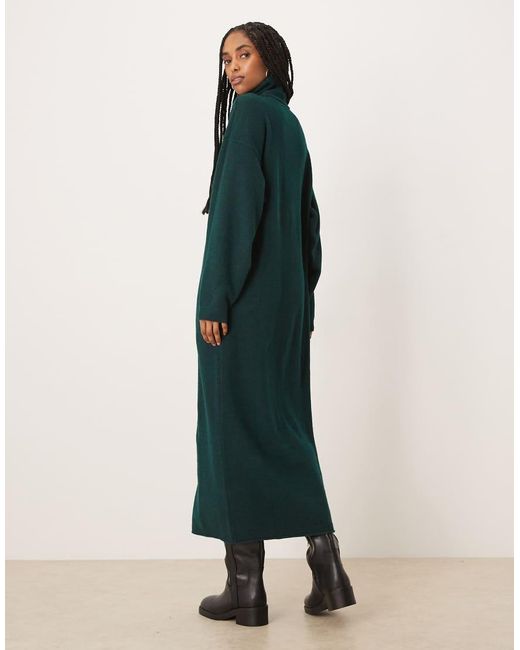 Vila Blue Roll Neck Knitted Midi Dress