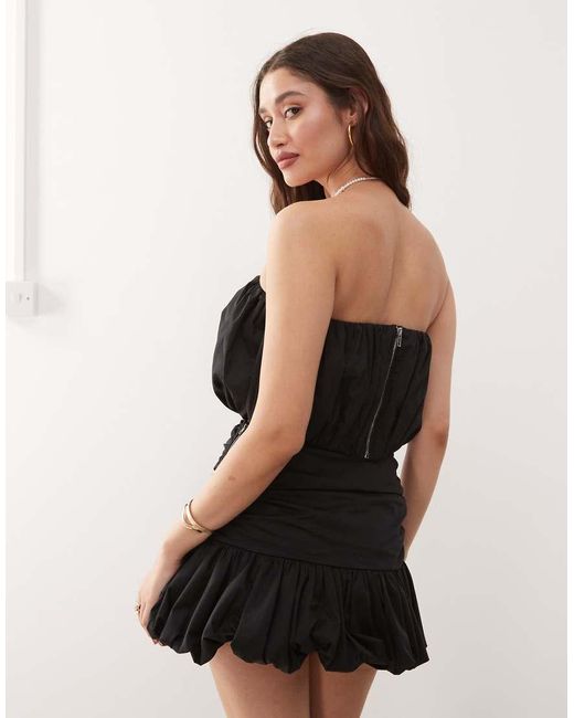 Amy Lynn Black Bandeau Puffball Top Co-Ord