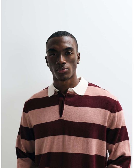 Polo Comoda A Maniche Lunghe di ASOS in Red da Uomo