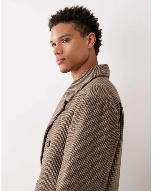 ASOS Natural Plaid Wool Look Oversized Longline Coat for men
