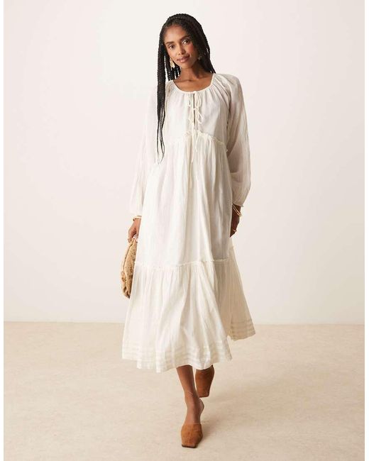 Nobody's Child Natural Adley Boho Scoop Neck Midi Dress