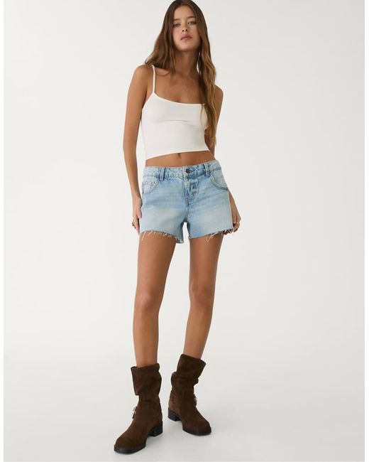 Stradivarius Blue Strappy Polyamide Top