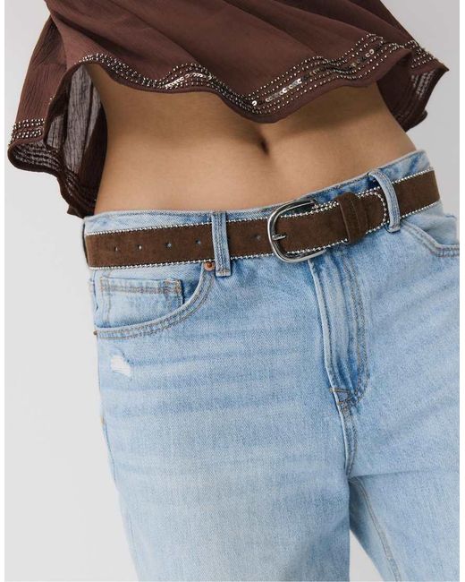 Stradivarius White Belt With Side Beads