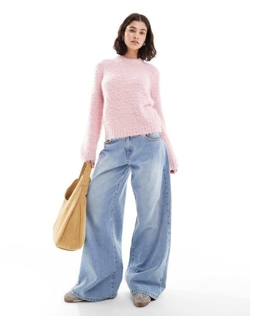Threadbare Pink Crew Neck Fluffy Jumper