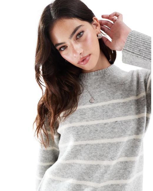Vero Moda Gray – gestreifter pullover