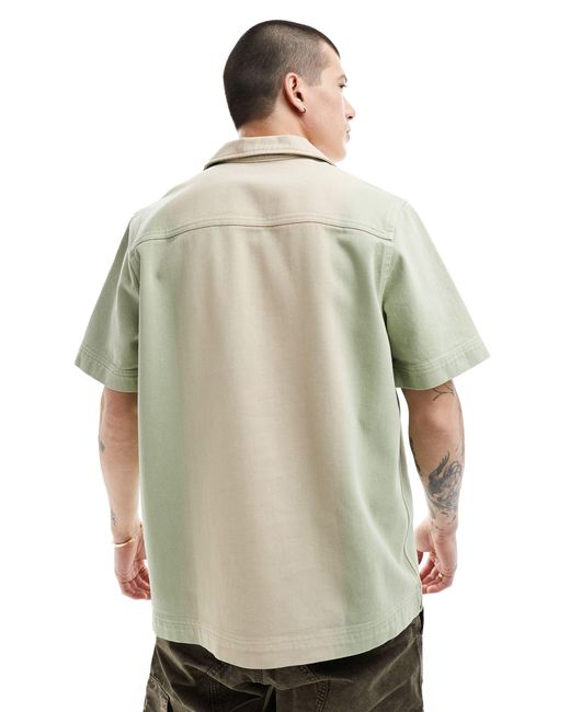 ASOS – legeres, kurzärmliges hemd mit reverskragen und farbverlauf in Natural für Herren