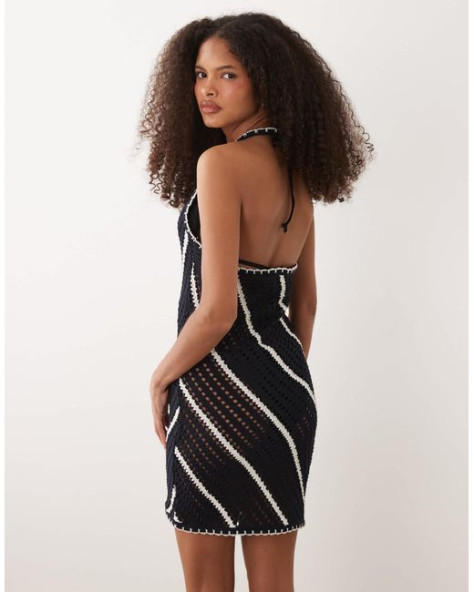 asos black crochet dress ASOS Design - Crochet Halter Tiered Midi Dress - Women - Cotton/Polyester/Spandex - 0 US