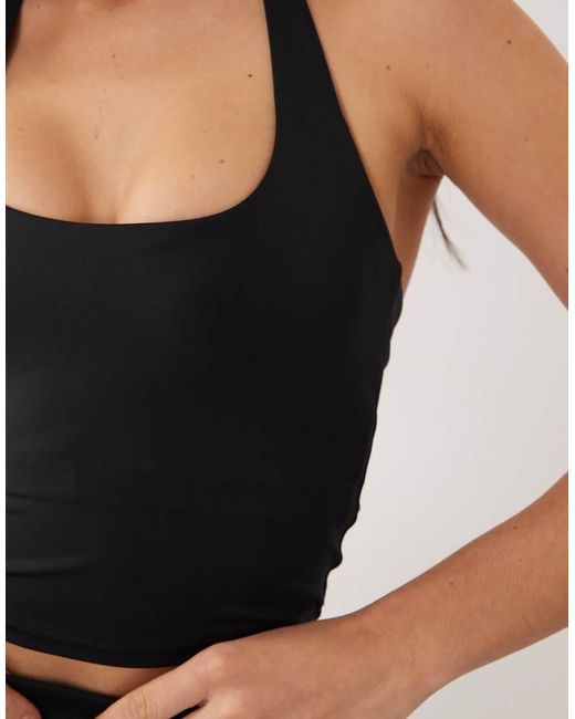 4505 Blue Active Halter Neck Performance Tank Top With Inner Bra