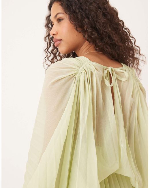 ASOS Natural – plissiertes maxikleid aus chiffon