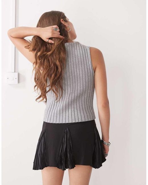 Weekday Natural Asymmetric Mini Skirt With Contrast Satin Detail